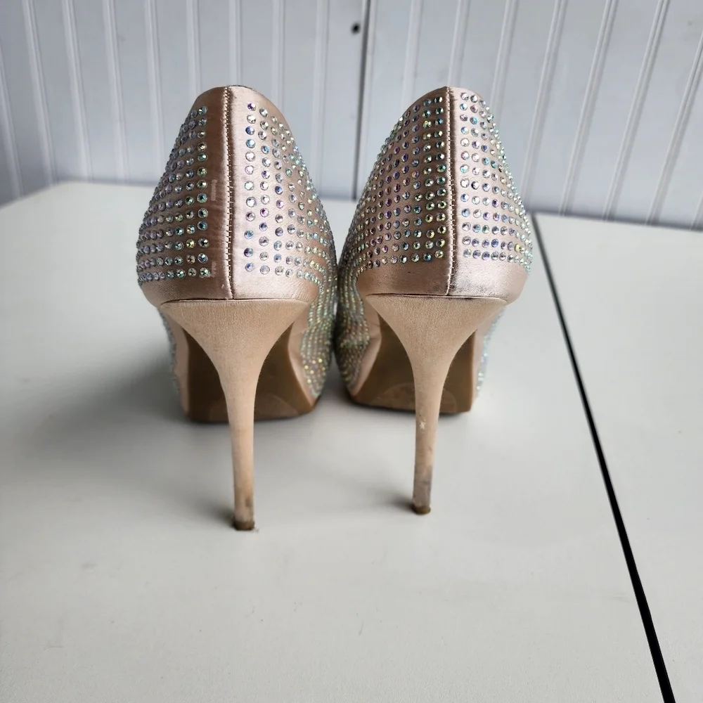 Jennifer Lopez Womens  Studded Blink Beige Ultra High Heels Gemmy Blush Beige - Picture 7 of 10